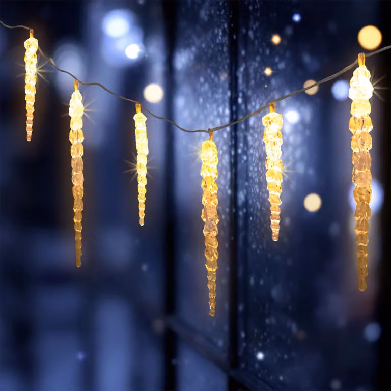 Catena luminosa a LED, effetto specchio ghiaccio, luce bianco caldo, 285 cm, 20 LED