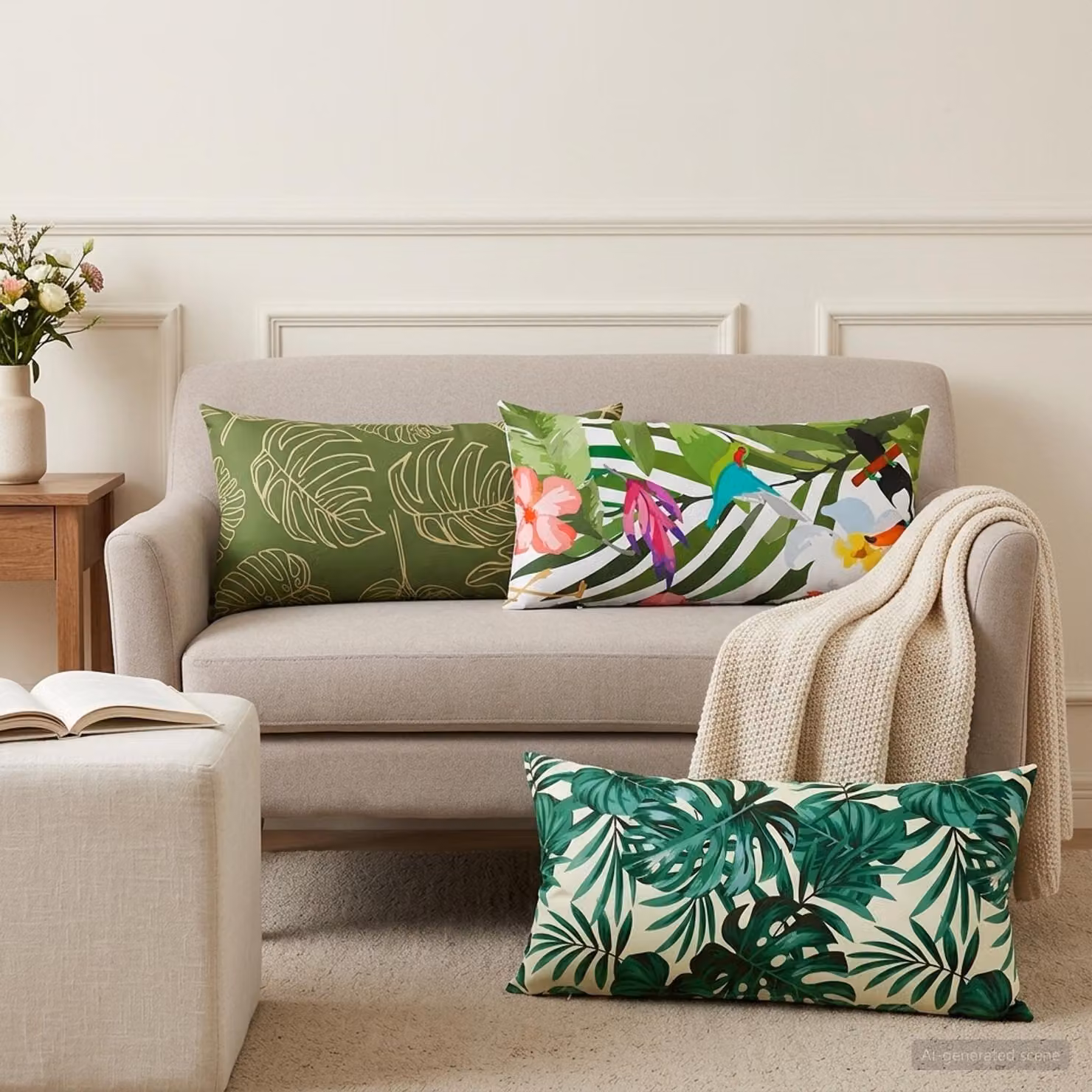 vidaXL Cuscino con cuscino HEERLEN 6 pz Design a foglia Poliestere