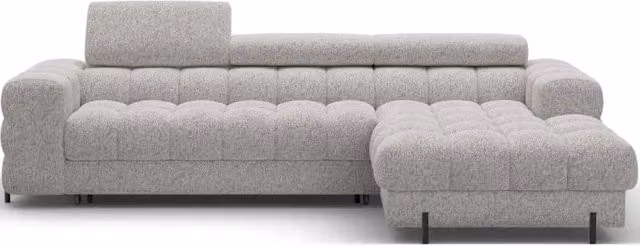 Divano angolare destro convertibile Meublorama Grigio con funzione letto e poggiatesta regolabile L/P/H: 285 x 99 x 181 cm