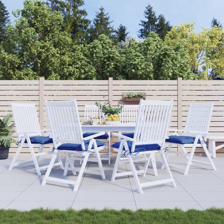 Set di 6 cuscini per sedia vidaXL blu in tessuto Oxford traspirante e idrorepellente, L/P/H: 40 x 40 x 7 cm