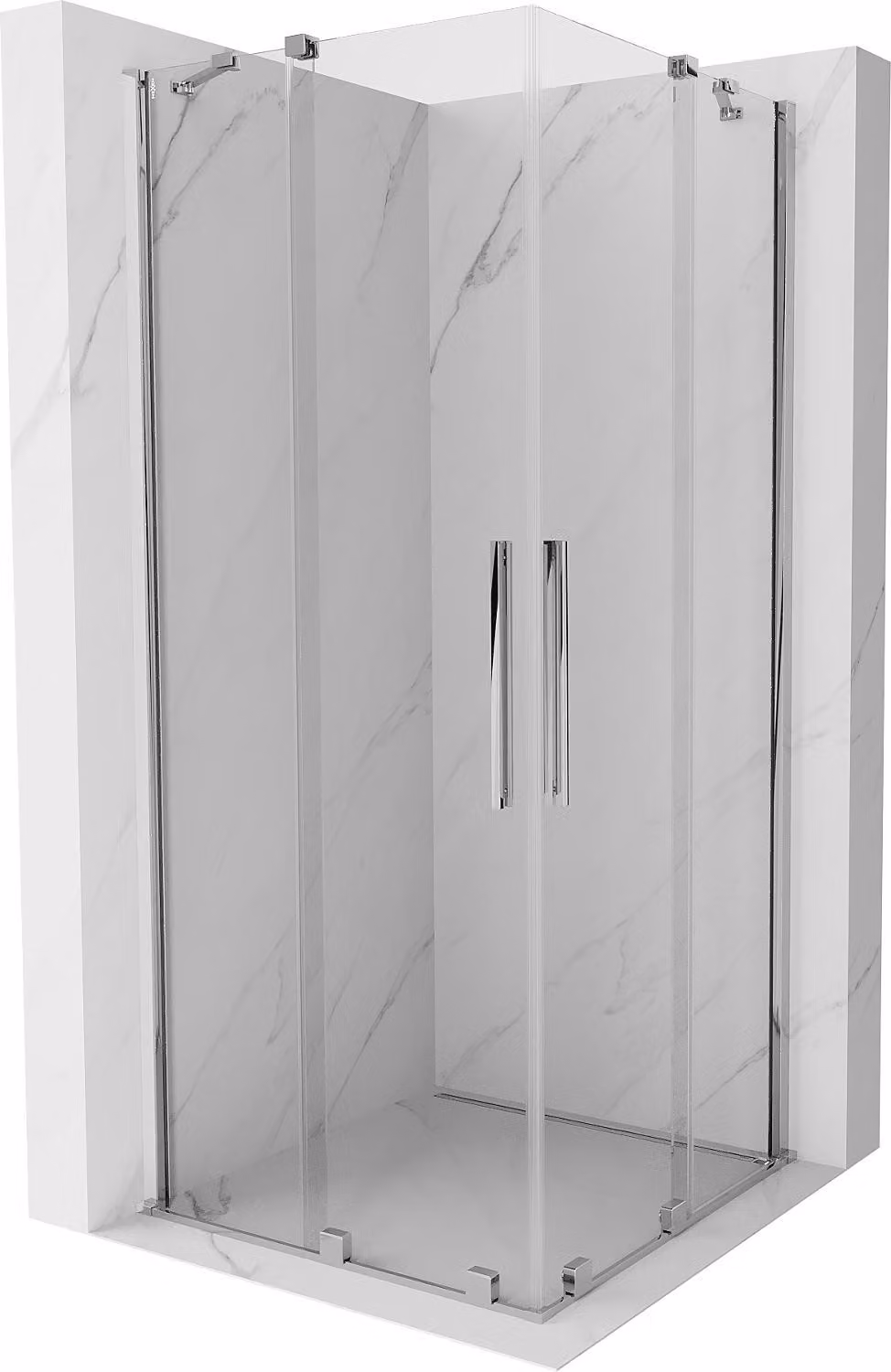 Mexen Velar Duo cabina doccia scorrevole 80 x 80 cm, trasparente, cromo - 871-080-080-02-01