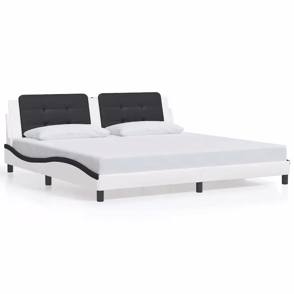 Giroletto senza materasso vidaXL Zadar in similpelle bianco e nero L/P/H: 200 x 200 x 100 cm – 2