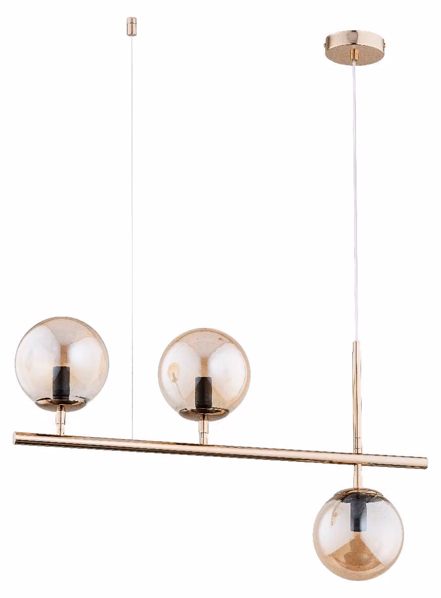Lampada a sospensione PALERMO oro antico-ambra 3xE14x10W metallo dim.: 92x71x15 cm IP20 Alfa