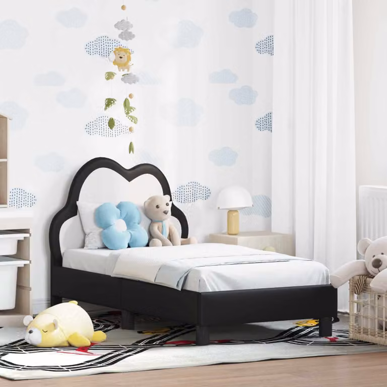 vidaXL Struttura letto per bambini con testata in similpelle nera L 70 cm x P 140 cm