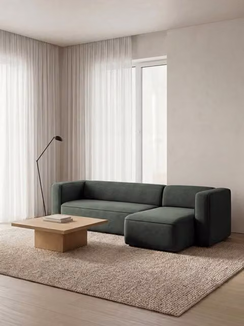 Divano con chaise longue reversibile Fremont Kenay Home colore verde L 290 cm