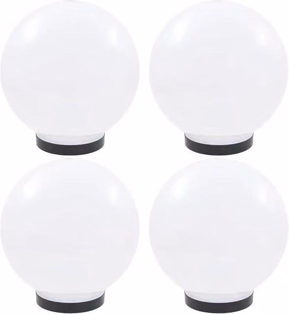 Set di 4 lampioncini a sfera LED bianchi per giardino con paletti, diametro: 25 cm