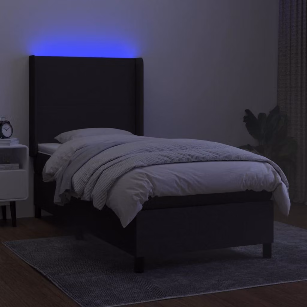 Maison Exclusive - Letto a Molle con Materasso e LED Nero 90x200 cm in Tessuto