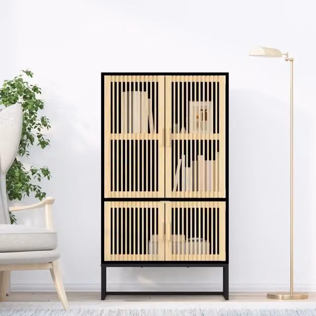 Credenza nera in legno e metallo stile scandinavo vidaXL L: 70 cm, P: 35 cm, H: 125 cm