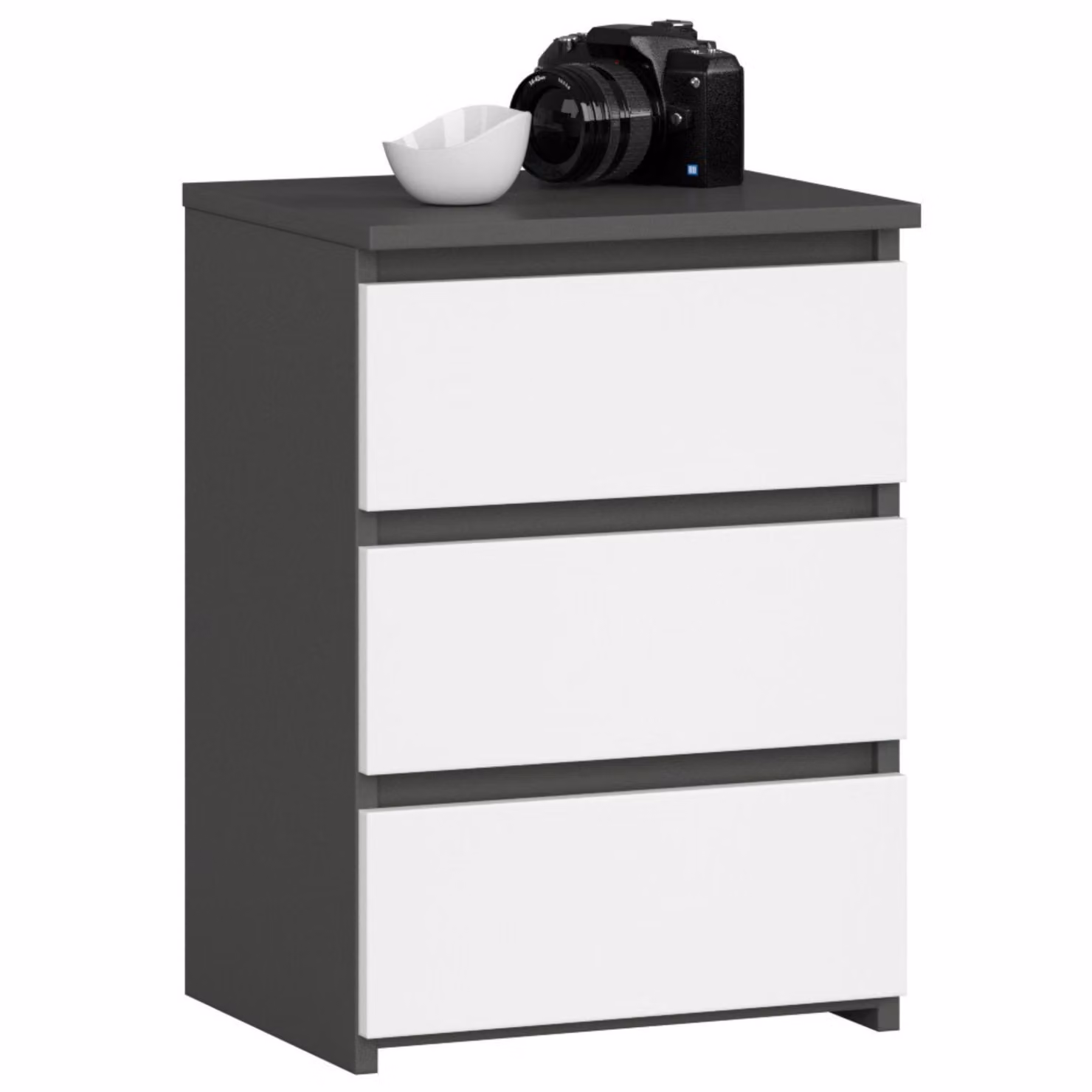 Comò a 3 cassetti Comò organizer Comò con cassetti, larghezza 40 cm, altezza 57 cm | bianco grafite, legno, credenza alta, credenza, mobile stretto