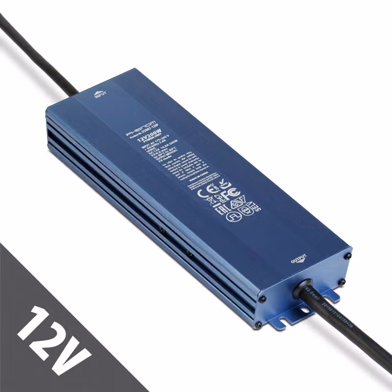 Alimentatore LED 12 V 200 W IP67 impermeabile - Trasformatore 12 V CC 16,6 A - Driver LED per esterni - Adatto per strisce LED, telecamere e illuminazione da giardino [55007-12IP]