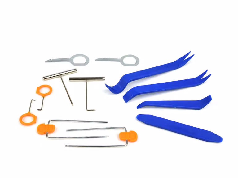 Set-kit utensili rimozione pannelli portiere clip auto, stereo cruscotto, cunei di plastica leve per smontare pannello interno radio, 12 pezzi Geko