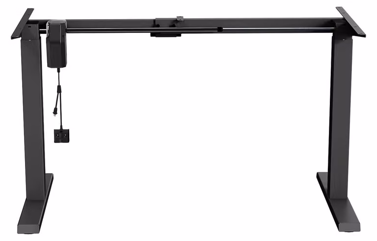 Scrivania regolabile in altezza elettricamente - Altezza: 73-123 cm - Dimensioni: 130x65 cm - Struttura in acciaio rivestito in nero