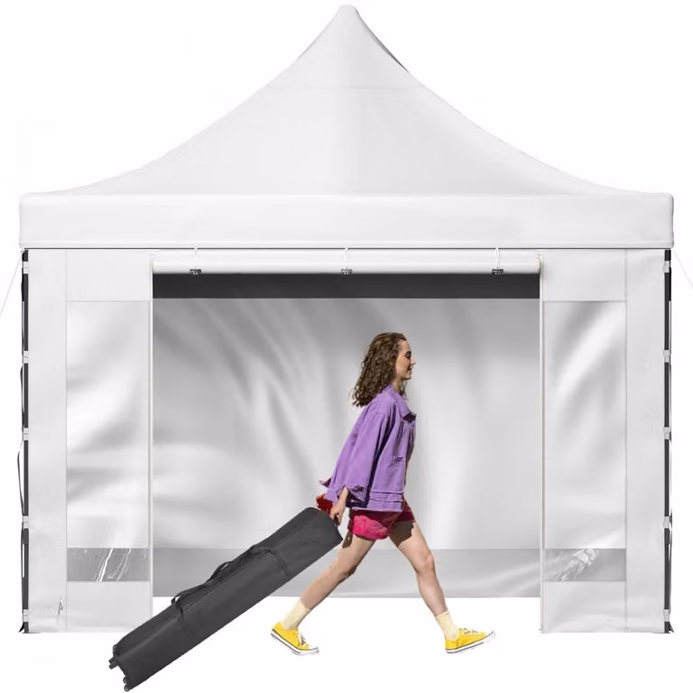 Padiglione - Gazebo pieghevole 3x3m - Gazebo pieghevole 240g poliestere rivestito in PVC - Gazebo pop-up 1,95-2,13m regolabile in altezza - Tenda da festa Tendone da spiaggia - Bianco