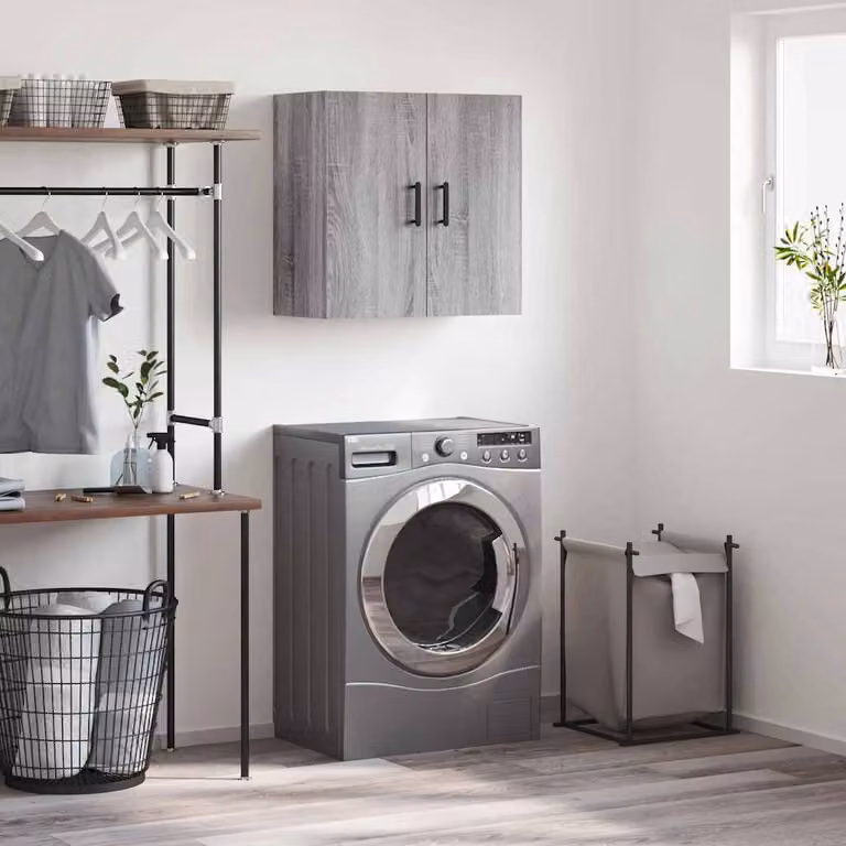 Pensile a muro vidaXL Grigio con ante a battente in legno multistrato L: 60 cm, P: 31 cm, H: 60 cm