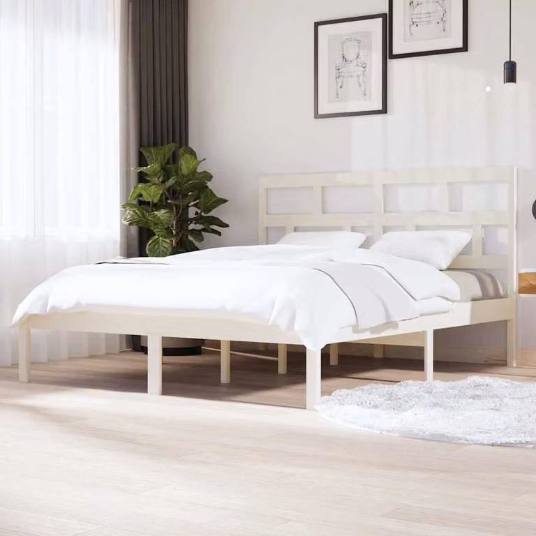 vidaXL Giroletto Bianco in Legno Massello di Pino L/P/H: 160 x 200 x 205,5 cm