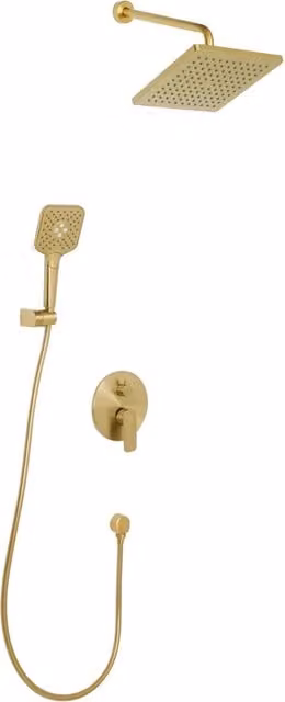 Set doccia a incasso in ottone 3 modalità di getto con funzione a muro Oro stile modero