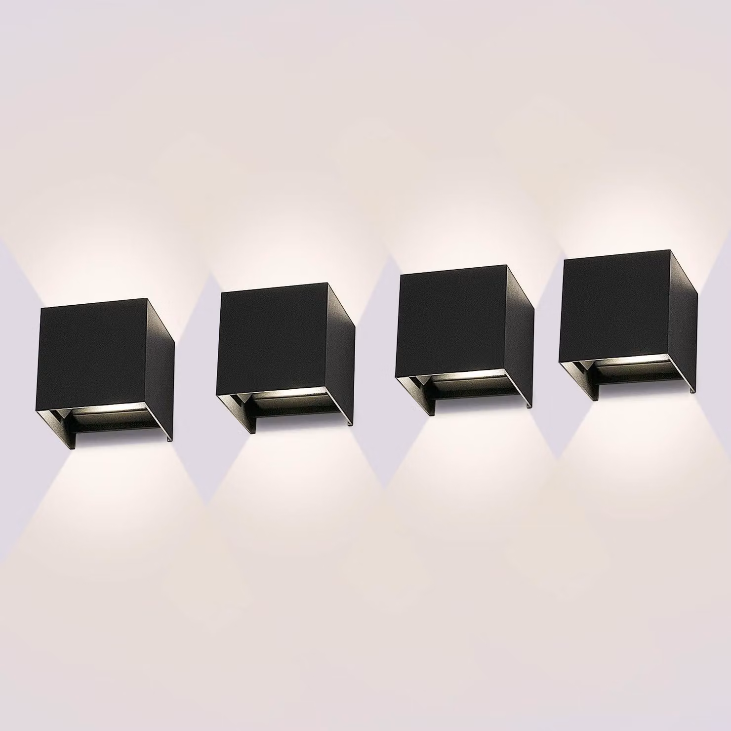 Set di 4 applique a LED, 12W, 4000K, grado di protezione IP65, impermeabili