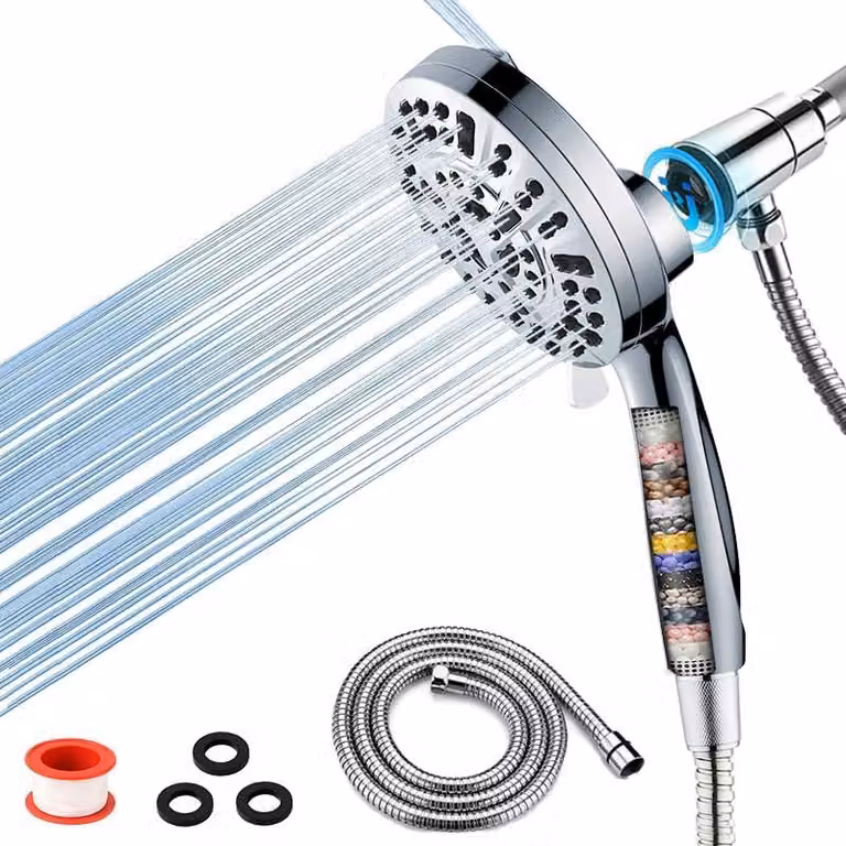 Doccia con supporto magnetico, 10 tipi di getto, alta pressione, tubo da 1,5 metri, per il bagno