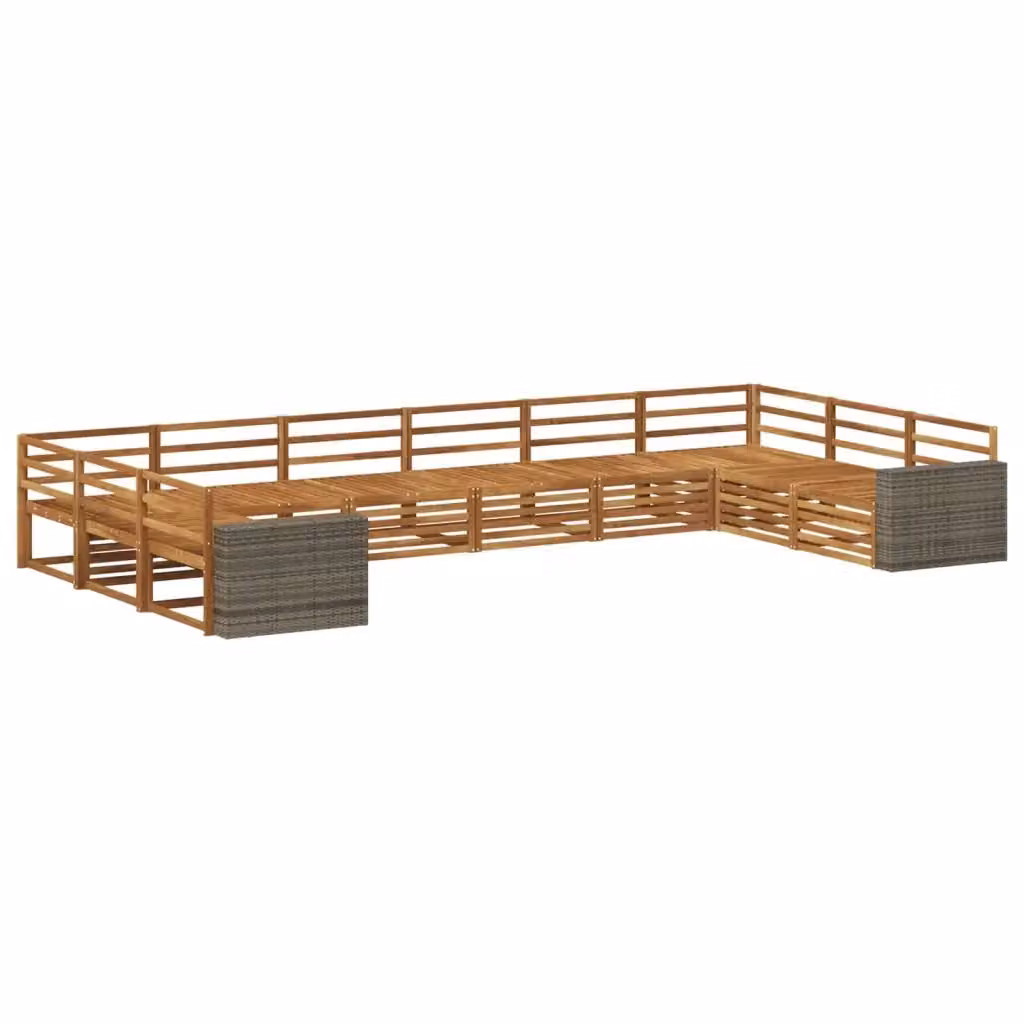 Set di divani da giardino vidaXL in legno di acacia massello marrone con cuscini inclusi, composizione a forma di U per esterno – 2