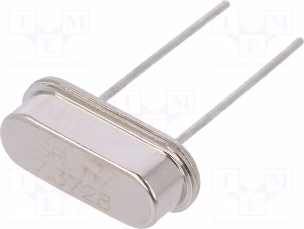 2 x Risonatore: Quarzo 30 ppm, 7,3728 MHz, 20 pF, montaggio a foro passante (THT), HC49-S, 7.3728M-49S-SR, risonatore al quarzo