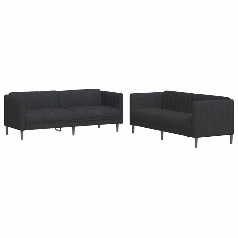 Set di Divani 2 pz Nero in Tessuto