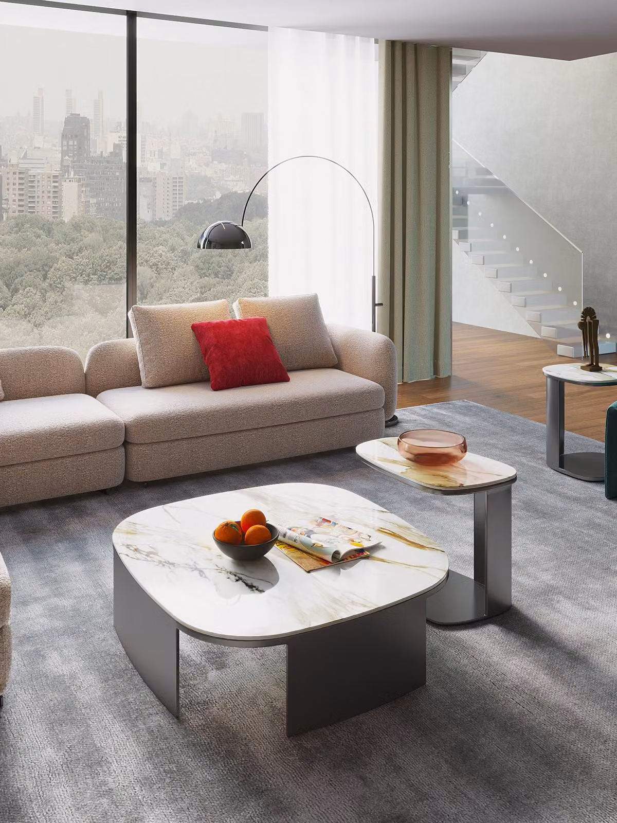 Couchtisch Tisch Leder Stein Sofa Beistell Luxus Tische Grau Wohnzimmer xxl