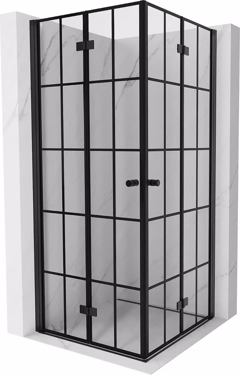 Mexen Mist-F Duo cabina doccia pieghevole 100 x 100 cm, griglia nera, nero - 8A6-100L-100P-70-77