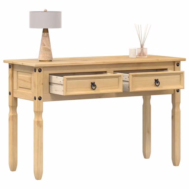 vidaXL Tavolino Consolle Corona in Legno di Pino Massello, Colore Marrone/Beige, L/P/H: 115 x 46 x 73 cm