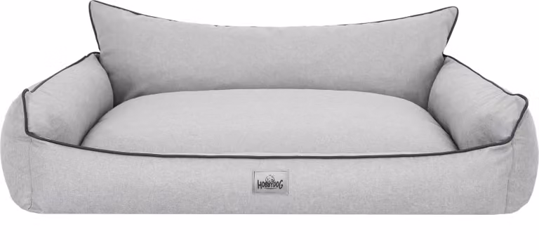 Cuccia per cani, cestino per cani, divanetto per cani, cuscino per cani, lettino per animali, posto letto, materasso per cani, lavabile - Joker - 106 x 80 cm [Taglia: XXL] - Lino ecologico color cenere