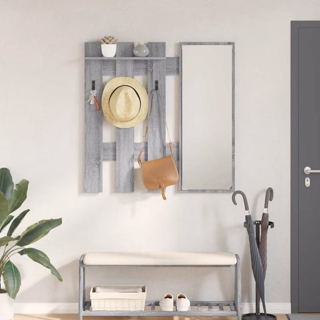 vidaXL Appendiabiti a muro moderno in MDF Grigio L: 100 cm, P: 10 cm, H: 100 cm