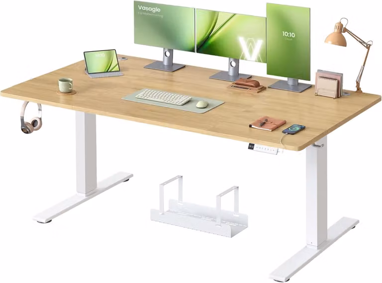 Scrivania regolabile elettricamente, dimensioni 160 x 80 cm - Scrivania regolabile in altezza (seduta/standing) - Con porta USB-C e funzione di memorizzazione - Legno di quercia naturale