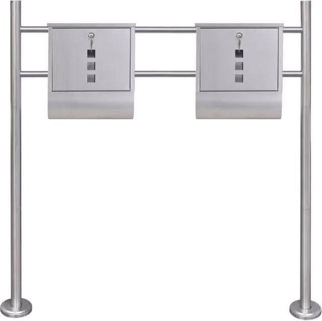 Casetta della Posta Doppia DESIGN IN con Supporto in Acciaio Inossidabile Argento L/P/H: 33,5 x 31,0 x 10,5 cm