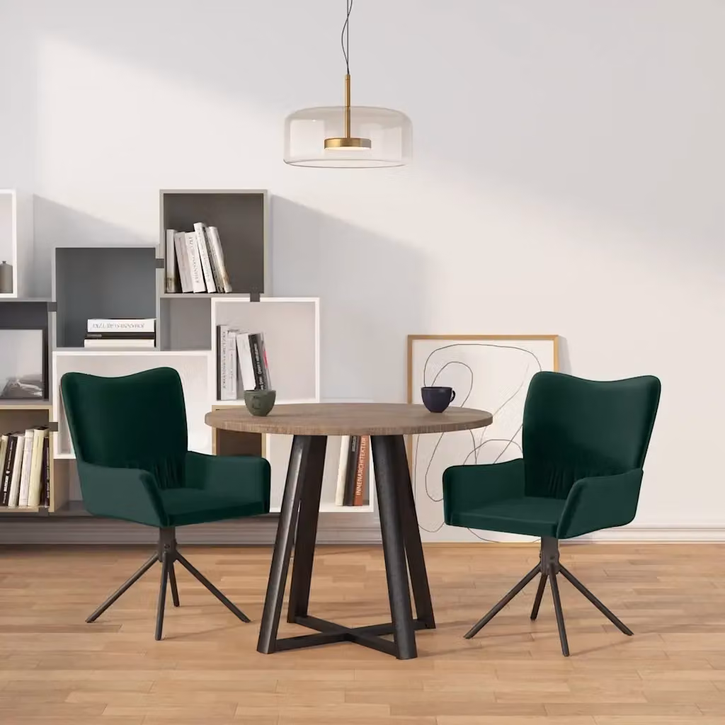 Set di 2 sedie da pranzo girevoli a 360 gradi in velluto verde con braccioli e struttura in metallo Design In – 2