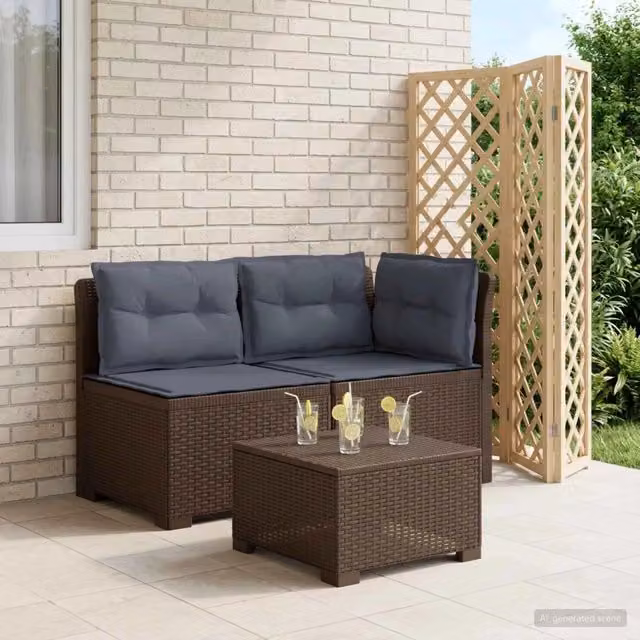 Divano da giardino a 2 posti vidaXL con cuscini in stile rattan moderno, colore marrone e grigio, resistente ai raggi UV e alle intemperie – 1