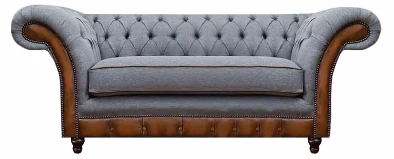 Luxuriöser Chesterfield Hellgrauer 2-Sitzer Polster Designer Sitzmöbel