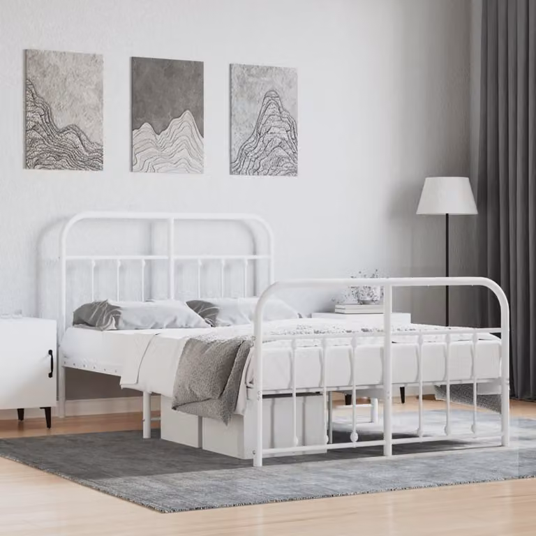 vidaXL Giroletto con testiera e pediera in metallo bianco 120x190 cm - Giroletto - Cornici per letti - Giroletto - Letto