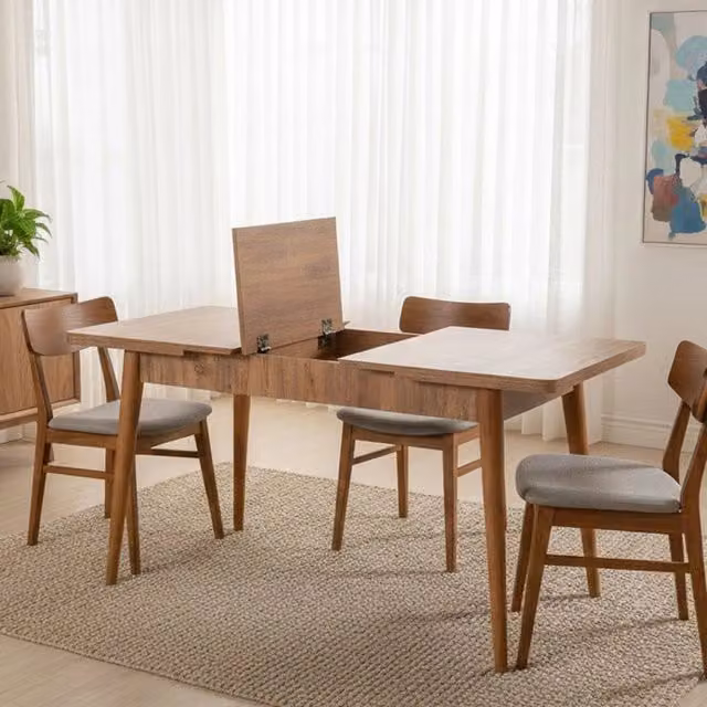 Tavolo allungabile Dschubba DMORA in legno color marrone quercia L: 165 cm, P: 80 cm, H: 75 cm