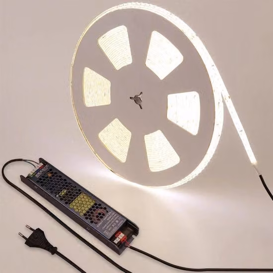 Strisce LED 20m 4000 K bianco naturale alta luminosità 150W 15000lm AC 220V fino a DC 48V alta densità IP65 impermeabile SMD 2835 alimentazione CE