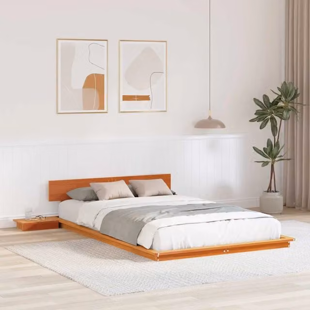 Struttura letto moderno in legno massiccio vidaXL marrone L 120 x P 190 cm – 1