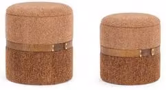Set di pouf Ginger Bizzotto in tessuto marrone con design moderno e forma cilindrica