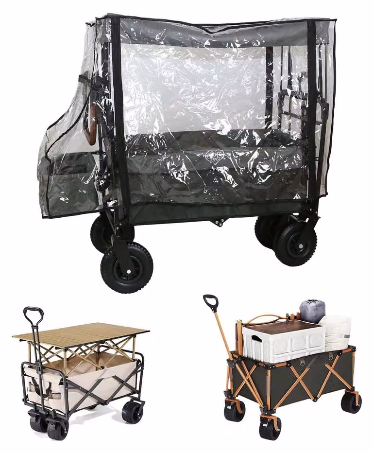 Copertura antipioggia per carrello - Trasparente - 110 x 91 x 74 cm - Carrello pieghevole da campeggio