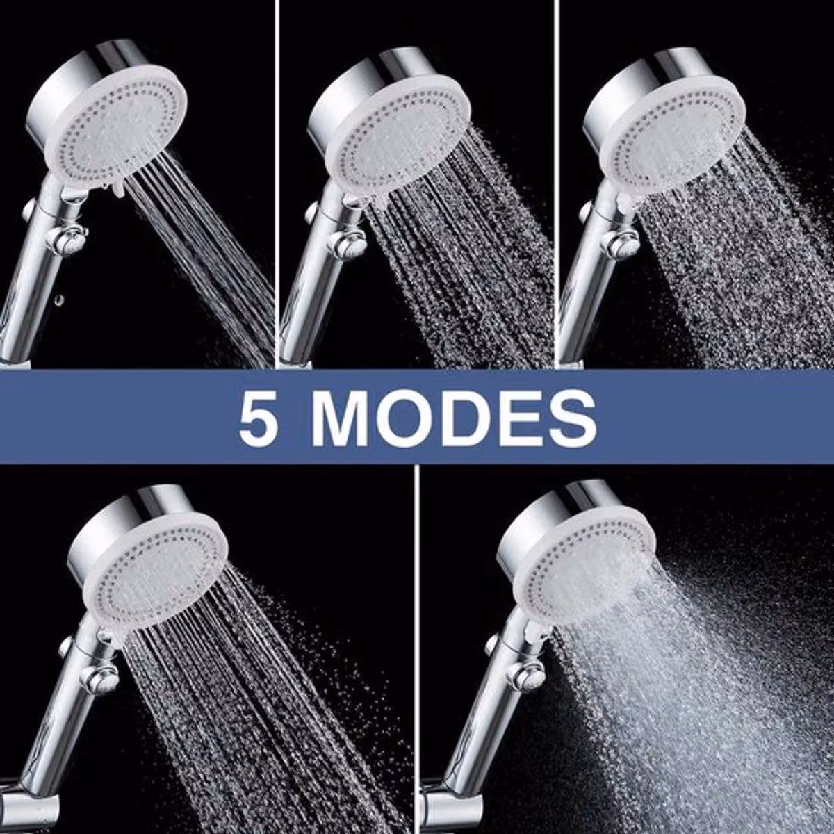 Miscelatore doccia da parete - Barra doccia regolabile - Soffione con 5 getti - Tubo flessibile da 1,5 m - Blocco di sicurezza a 38 °C - Set doccia