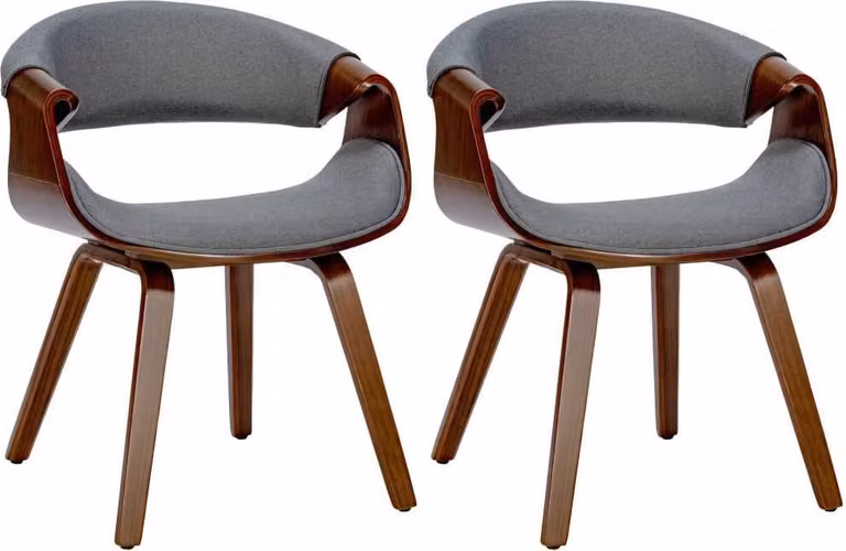 set di 2 sedie da pranzo - sedie comode - schienale di sostegno | Colore: noce/grigio | Materiale: polvere
