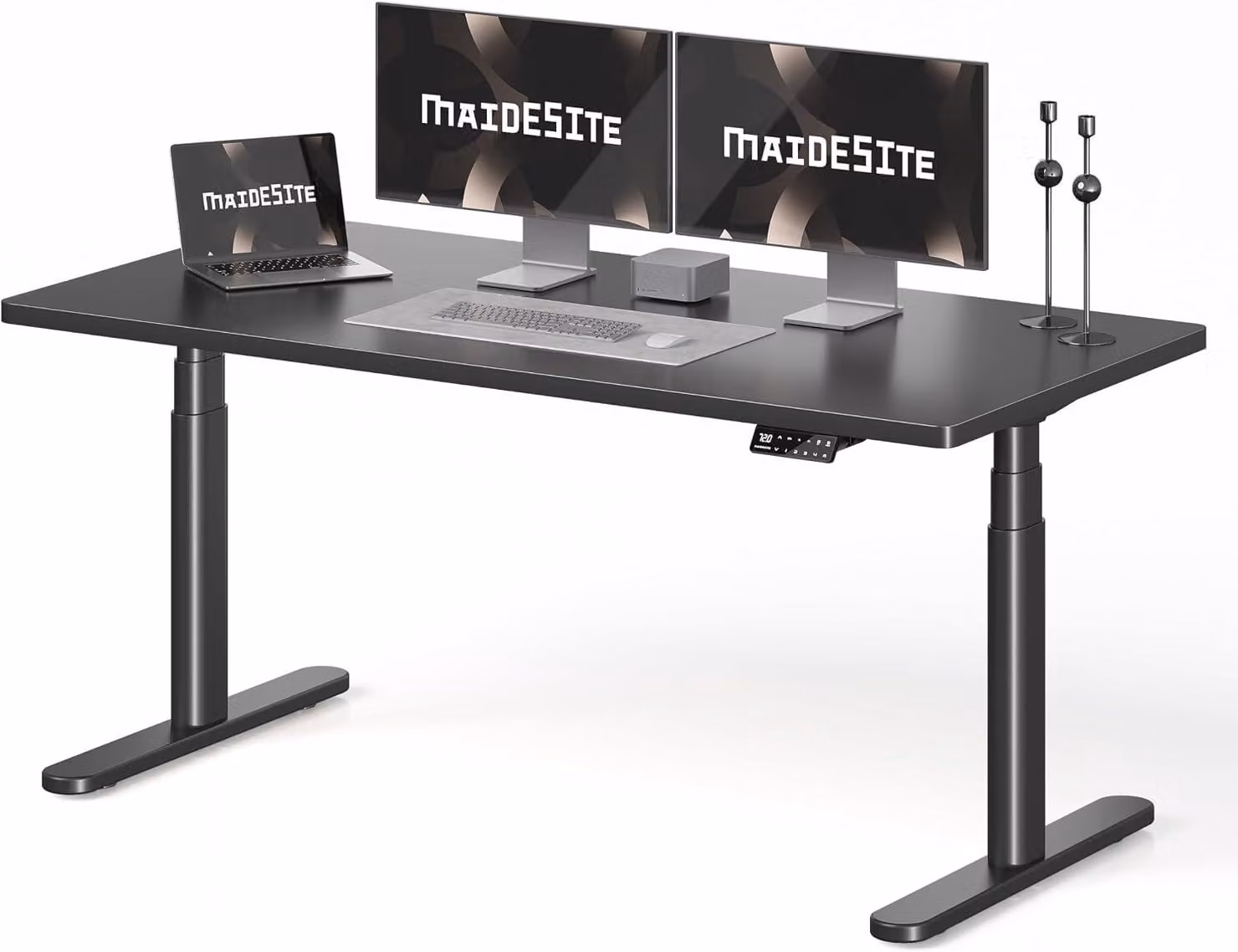 Scrivania regolabile in altezza, elettrica - Piano di lavoro 160 x 80 cm - Struttura in acciaio legato - Colore nero