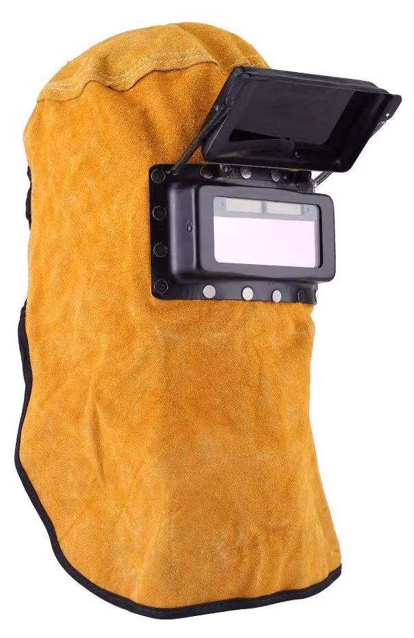 Omgoods - Maschera per saldatura auto-oscurante - In pelle - Durevole - Protezione completa - Alta qualità - Sicurezza efficace - Casco per saldatura