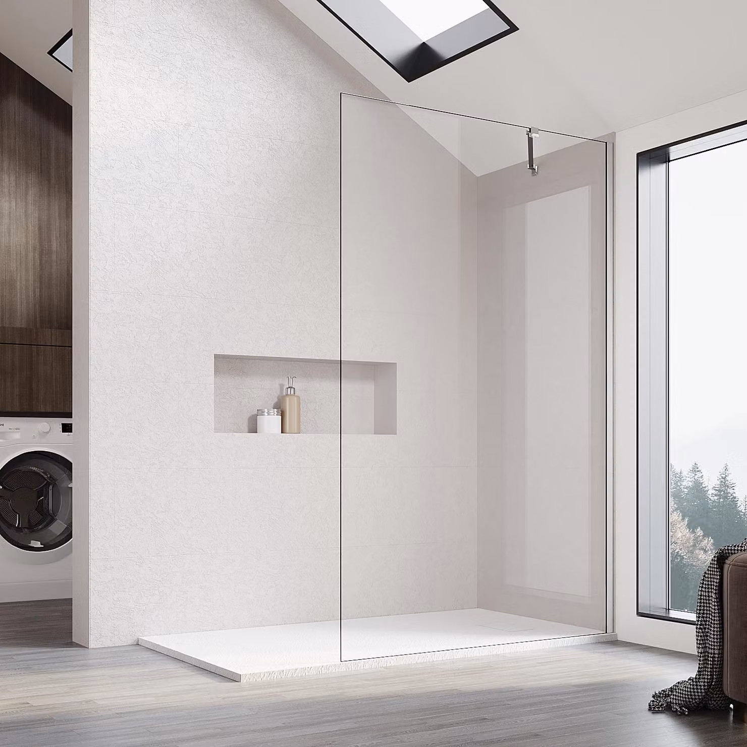 Cabina doccia SONNI 90 x 200 cm doccia walk in 8 mm NANO cabina doccia in vetro incl. stabilizzatore 100 cm