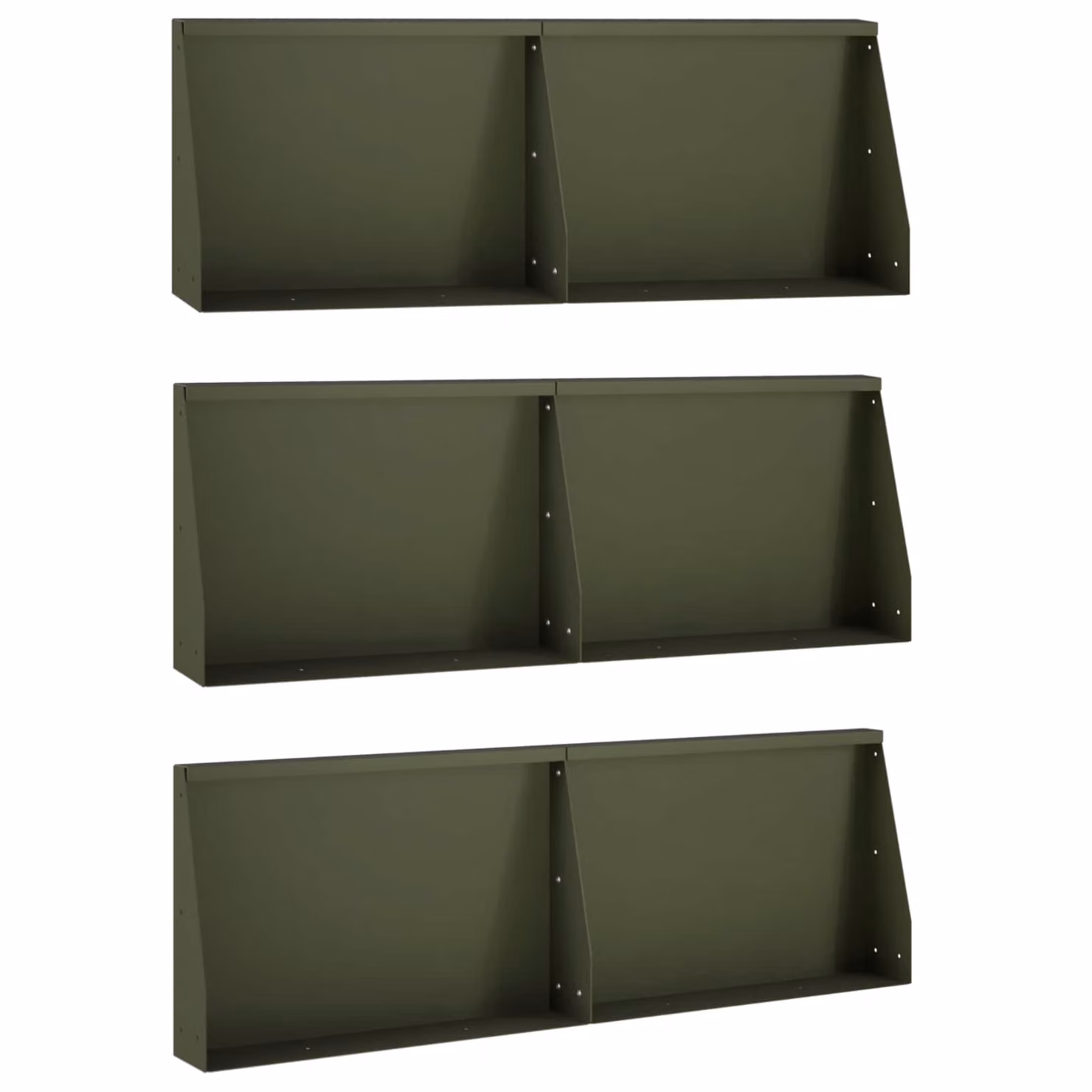 Set di 6 aiuole rialzate vidaXL in acciaio verde oliva, L: 60 cm, P: 40 cm, H: 12 cm