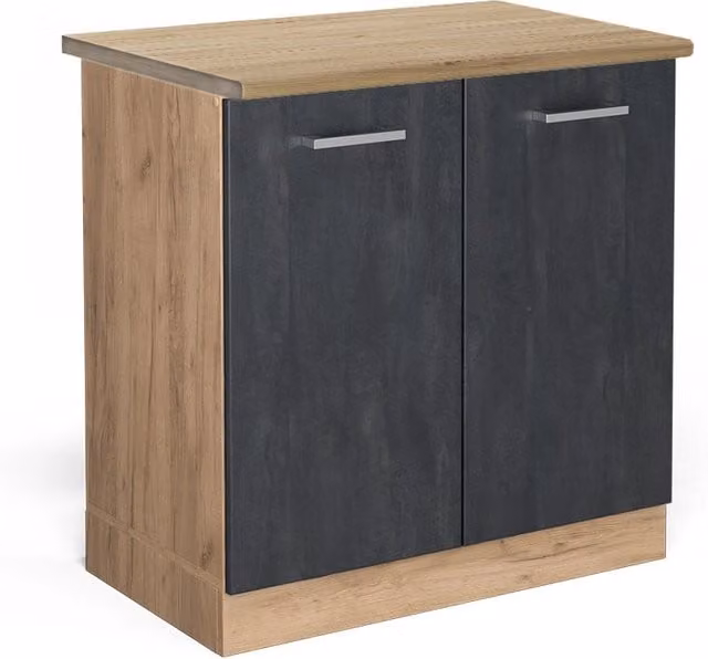 Mobile lavello cucina R-Line Calce nera/Rovere dorato 80 cm PT Rovere Vicco