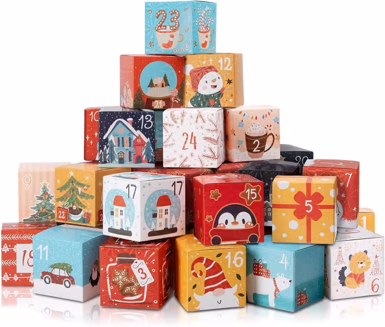 Calendario dell'Avvento fai-da-te da riempire - 24 calendari dell'Avvento da riempire con piccoli oggetti