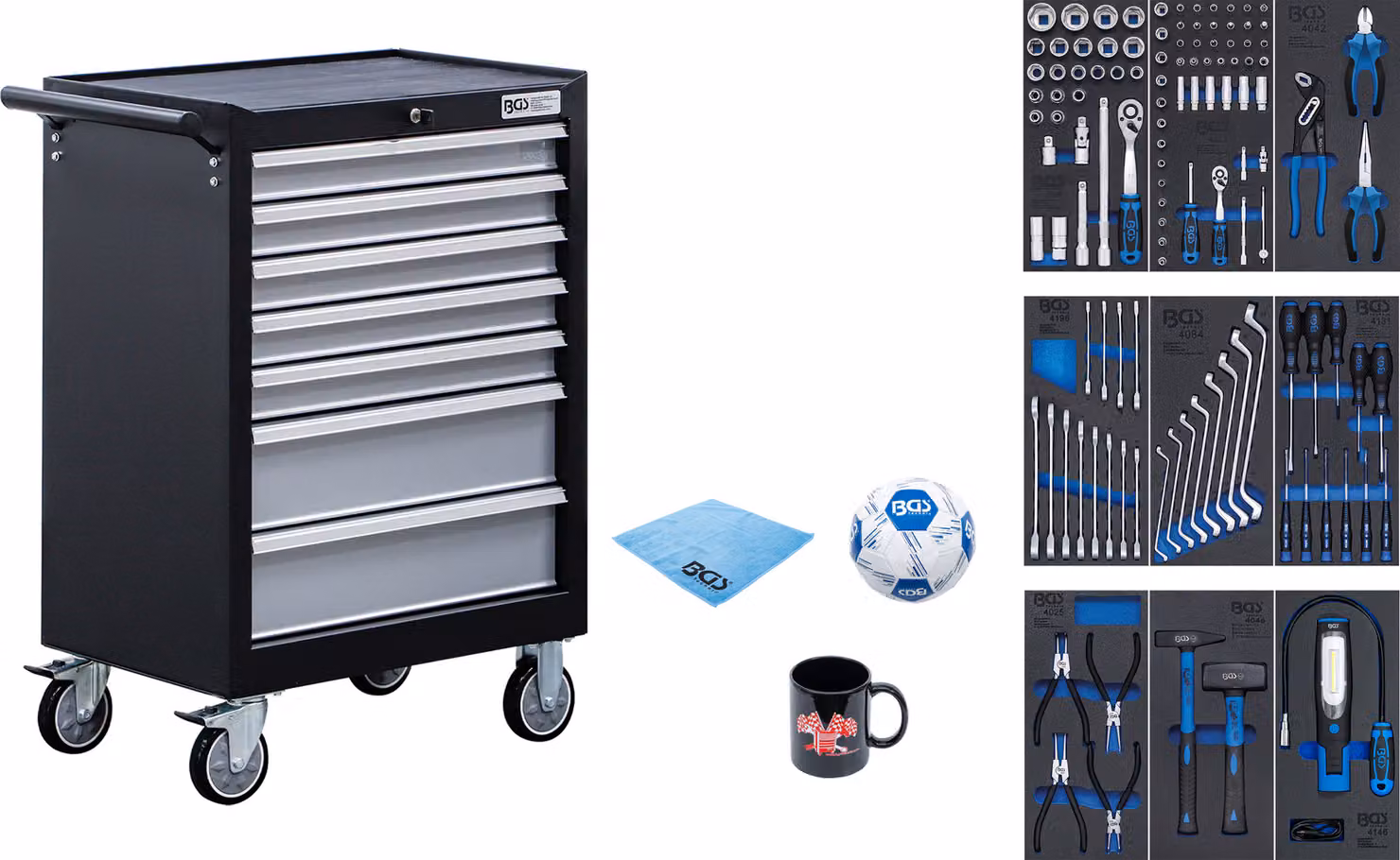 BGS Carrello da officina 7 cassetti con 120 utensili - 6061